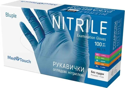 Рукавички Med Touch нітрилові розмір L 100 шт блакитні