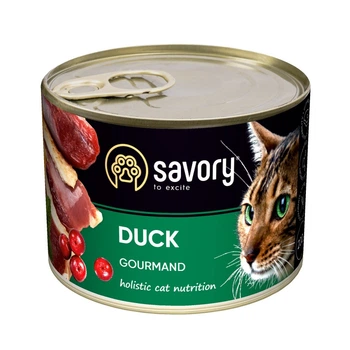 Влажный корм для кошек Savory Cat Can Adult Duck с уткой паштет 200 г (MLZ8637)
