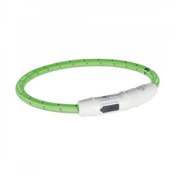 Ошейник Trixie Flash Light Ring USB для собак с подсветкой силиконовый зеленый размер XS-S 35 см/7 мм