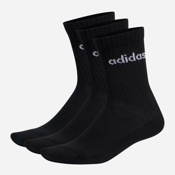 Набір чоловічих шкарпеток високих бавовняних Adidas Cushioned Linear Crew 3P IC1301 46-48 3 пари Чорний (4066746459737)