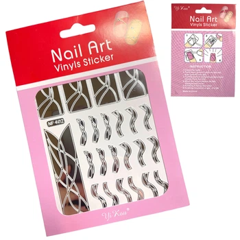 Трафарет Nail Art 402 серебро (виниловые стикеры, наклейки) для дизайна и декора ногтей