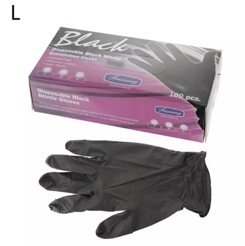 Захисні рукавички нітрил/вінілові чорні, 100 шт. L
