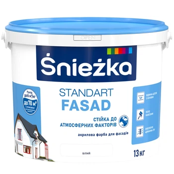 Краска фасадная акриловая Sniezka Standart Fasad белая 13 кг