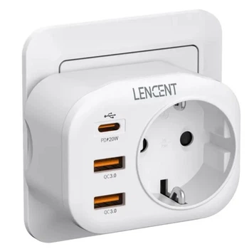 Удлинитель настенной розетки с USB и Type C 20 Вт сетевой разветвитель LENCENT