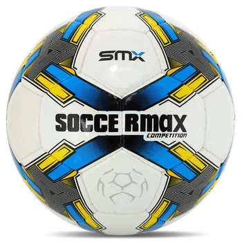 Мяч футбольный №5 PU ламин. SOCCERMAX (№5, 5 сл., сшит вручную) (FB-4194_Белый-синий)