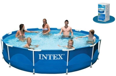 Взрослый семейный каркасный бассейн Intex 28210 для взрослых и детей от 6 лет для отдыха на улице в саду дачи и дома размер 366 х 76 см в коробке 6503 л вес 22.1 кг круглый