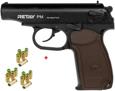 Пистолет стартовый Retay PM кал. 9 мм+Холостые патроны STS 9 мм 15 шт