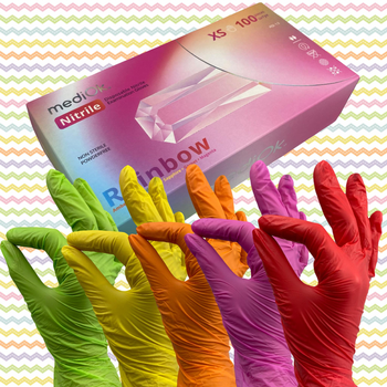 Перчатки Нитриловые пять цветов XS, 100 шт (MediOk RAINBOW)