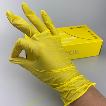 Рукавички Нітрилові жовті, S, 100 шт (MediOk SOLAR SAPPHIRE)