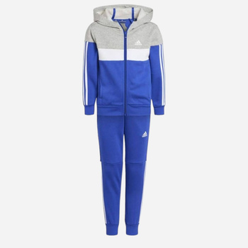 Дитячий теплий спортивний костюм (толстовка + штани) для хлопчика Adidas LK 3S TIB FL TS IJ5373 110 см Синій/Сірий (4066762623884)