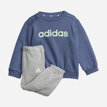 Dres sportowy ciepły (bluza + spodnie) dla chłopca Adidas I LIN FL JOG IS2498 80 cm Granatowy/Szary (4067891907746)