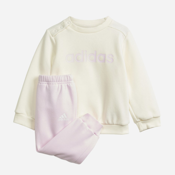 Дитячий теплий спортивний костюм (світшот + штани) для дівчинки Adidas I LIN FL JOG IS2500 74 см Молочний/Світло-рожевий (4067891911514)