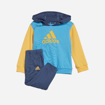 Dres sportowy (bluza z kapturem + spodnie) dla chłopca Adidas I CB FT JOG IS2678 74 cm Niebieski/Żółty/Błękitny (4067887150828)