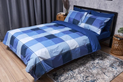 Комплект постільної білизни Moon&Star Бязь Gold Люкс Finland Blue Сімейний 160х220х2 см наволочки 2х70х70 см (MS-820004897)