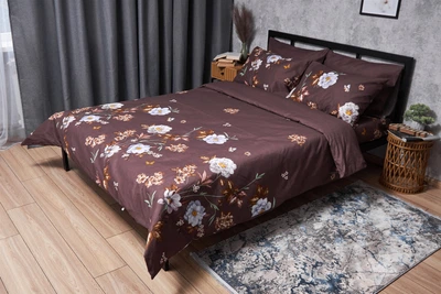 Комплект постільної білизни Moon&Star Мікросатин Premium Floral Mocha Сімейний 160х220х2 см наволочки 4х70х70 см (MS-820005039)