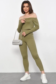 Костюм жіночий трикотажний кольору хакі Fashion розмір 2 (179103)
