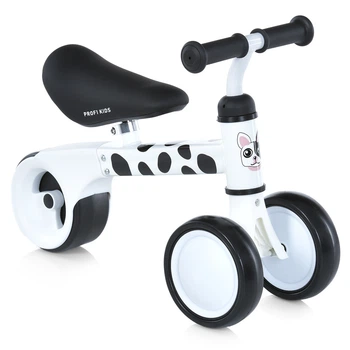 Детский трехколесный беговел (велобег) PROFI KIDS MBB 1018-4D с пено колесами EVA 6", Черно-белый "Бульдог"