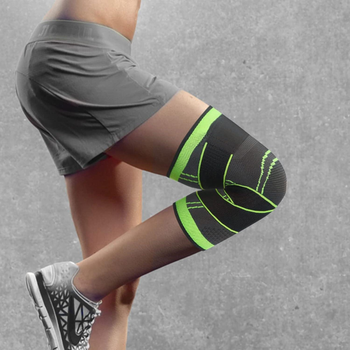 Ортопедичний еластичний наколінник, спортивний фіксатор / бандаж для коліна з фіксуючим ременем, зелений (83091750)