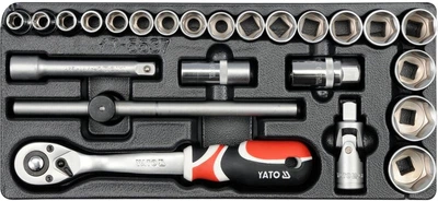 Wkład do szafy narzędziowej Yato YT-5537 zestaw nasadek z kwadratem 1/2" i akcesoria (5906083955372)