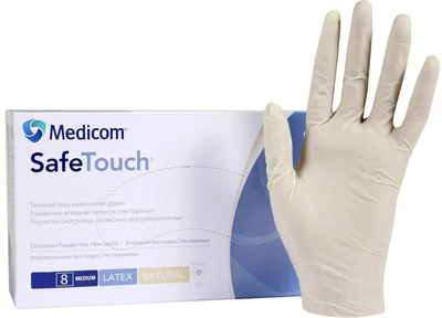 Рукавички Medicom латексні неопудрені розмір L 100 шт білі