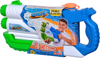 Водний бластер Simba Toys Подвійний постріл з помпою 36 см Синій (SBA107276075)
