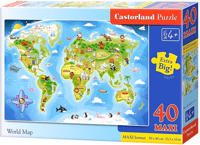 Puzzle Castorland mapa świata 40 maxi elementów (CSLB-040117-1)