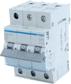 Автоматичний вимикач Hager 3-п. B 40A (6kA) 3M (MBN340)