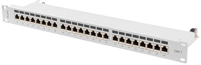 Patch panel Lanberg 24 port 1U kat. 7 ekranowany Silver (PPS7-1024-S)