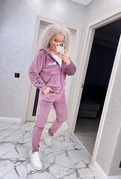 Fashions • Велюровий спортивний костюм Smile Fashions 48 пудра (1822-ді)