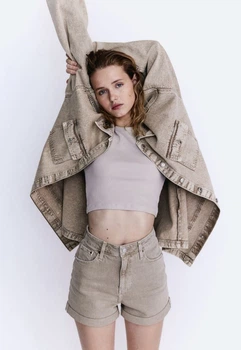 Жіночі ультрависокі джинсові шорти Mom H&M (57092) W36 Бежеві