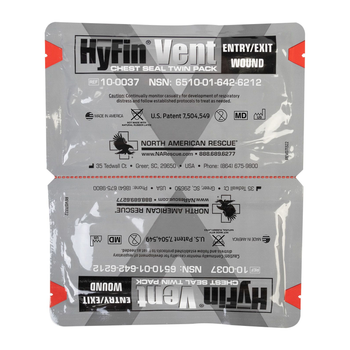 Пластир оклюзійний North American Rescue HyFin Vent Chest Seal Twin Pack (2 шт. в комплекті) Multi (10-0037)