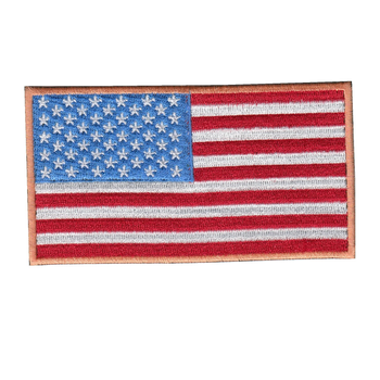 Шеврон патч на липучке Флаг Америки с бежевой рамкой, на кепку, 5*8см.