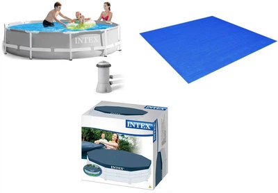 Набор бассейн каркасный Intex 366х76 см с фильтром + подстилка + тент, бассейн под ключ (26712_Intex28048_28031)