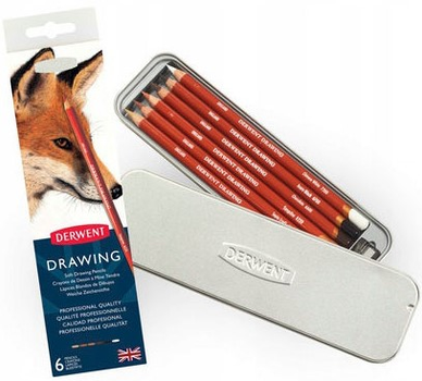 Zestaw kolorowych ołówków Derwent Drawing Pencil Tin 6 szt (5028252195775)