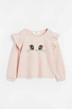 Світшот з воланами рожевий Котик H&M 92см (400095817)