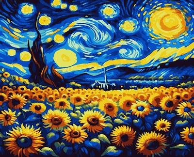 Картини за номерами "Українська зоряна ніч" Artissimo полотно на підрамнику 50x60 см PNX7595