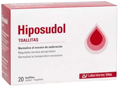 Серветки для боротьби з пітливістю Laboratorios Vinas Hiposudol Wipes 20 шт (8470001518439)