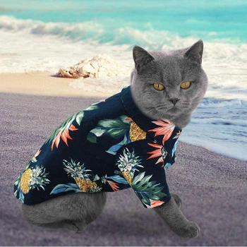 Гавайская рубашка для котов и кошек Pet Style Черная M