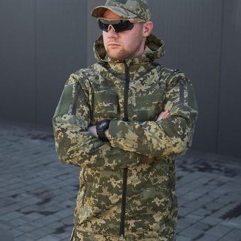 Мужская Летняя Куртка Грета с капюшоном и липучками под шевроны пиксель размер M