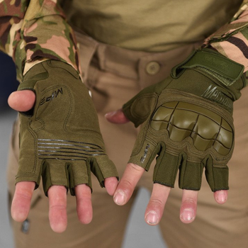 Рукавиці Mechanix M-Pact 3 з відкритими пальцями та захисними накладками олива розмір L