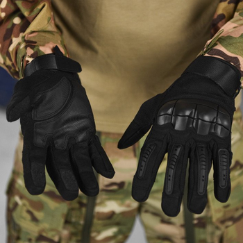Сенсорные перчатки с резиновыми защитными накладками черные размер L