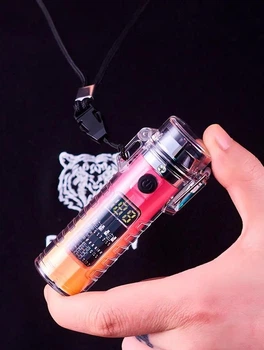 Електроімпульсна USB запальничка Lighter дугова водонепроникна з індикатором зарядуу, ліхтарик red