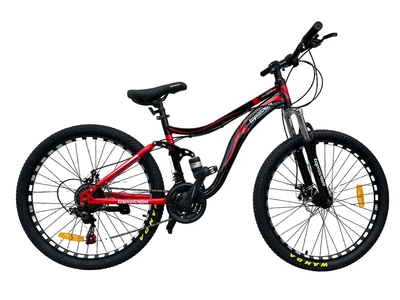 Велосипед горный двухподвесный 26 дюймов Toprider 910 оборудование Shimano (Красный)