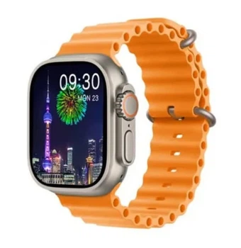 Розумний смарт-годинник HW9 ULTRA Max 49 mm AMOLED екран з функцією дзвінка титанове золото з помаранчевим ремінцем