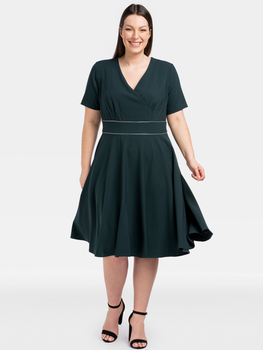 Sukienka trapezowa damska Plus Size Karko SC221 52 Zielona (5903676216674)