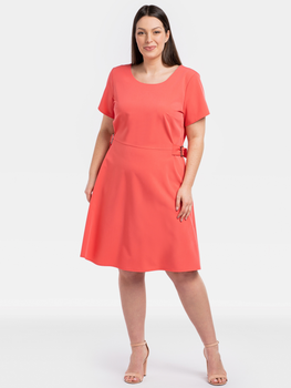 Sukienka trapezowa damska Plus Size Karko SC253 54 Koralowa (5903676222750)