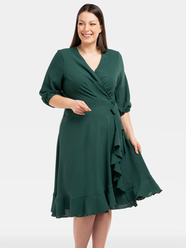 Плаття на запах міді жіноче Karko SA852 46-48 Темно-зелене (5903676036388)