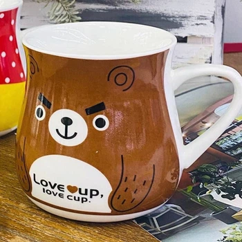 Кружка з бамбуковою кришкою "Love Cup", 450мл (Велика керамічна чашка для чаю) Коричневий
