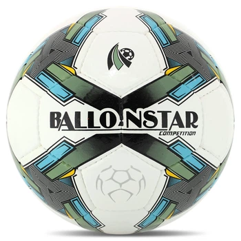 Мяч футбольный №5 PU ламин. BALLONSTAR Белый-зеленый (№5, 5 сл., сшит вручную) (FB-4415_Белый-зеленый)