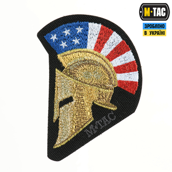 M-Tac нашивка Spartan Helmet USA (вишивка) Black